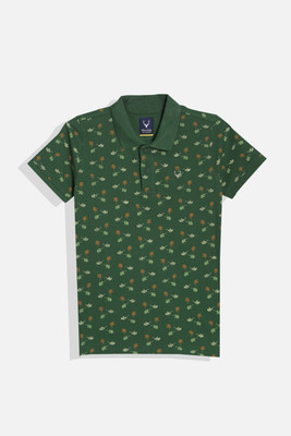 Allen Solly Boys Printed Cotton Blend Regular T Shirt(Green, Pack of 1)