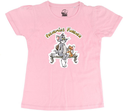 WYM TREND Girls Typography, Printed Pure Cotton Regular T Shirt(Pink, Pack of 1)