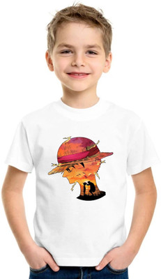 Shubham designer gallery Boys Printed Polyester Regular T Shirt(White, Pack of 1)