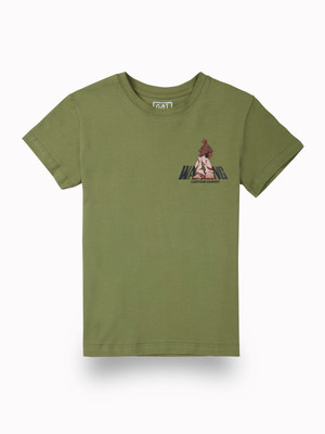 GINI & JONY Boys Printed Cotton Blend Regular T Shirt(Green, Pack of 1)