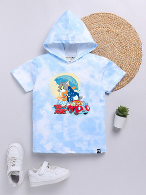 YK X Minute Mirth Boys Cartoon Pure Cotton Regular T Shirt(Blue, Pack of 1)