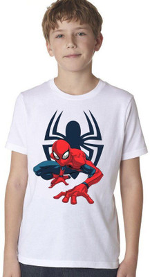 SNIFFY Boys & Girls Printed Cotton Blend Regular T Shirt(White, Pack of 1)