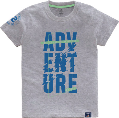 Codez Boys Printed Cotton Blend Regular T Shirt(Grey, Pack of 1)