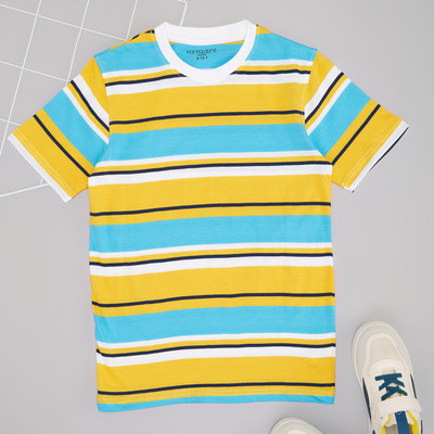 Pantaloons Junior Boys Solid Polyester Regular T Shirt(Light Green, Pack of 1)