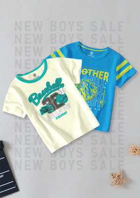 Codez Boys Printed Cotton Blend Regular T Shirt(Multicolor, Pack of 2)