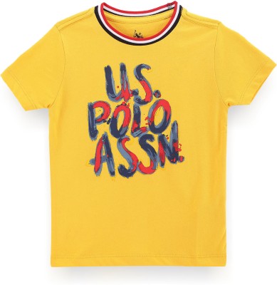 U.S. POLO ASSN. Baby Boys Typography Pure Cotton T Shirt(Yellow, Pack of 1)