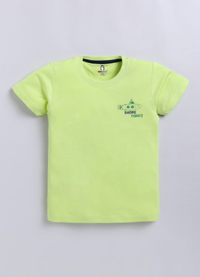 CRAZYPENGUIN ELITE Boys Printed Cotton Blend Regular T Shirt(Green, Pack of 1)