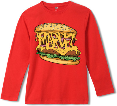 WEAR YOUR MIND Boys Graphic Print Pure Cotton Regular T Shirt(Red, Pack of 1)