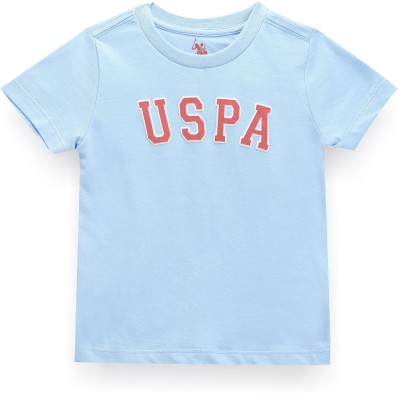 U.S. POLO ASSN. Boys Printed Pure Cotton T Shirt(Blue, Pack of 1)