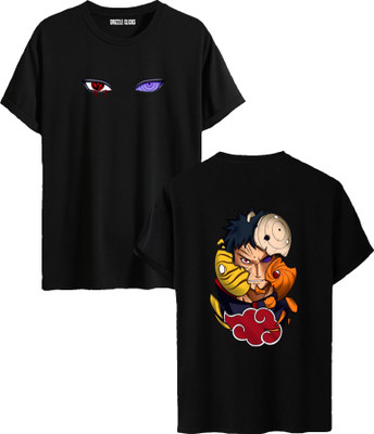 DrizzleClicks Boys Graphic Print Cotton Blend Regular T Shirt(Black, Pack of 1)