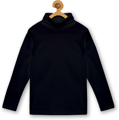 KiddoPanti Boys Solid Pure Cotton Regular T Shirt(Black, Pack of 1)