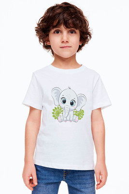 BQF Boys Cartoon Polyester Regular T Shirt(White, Pack of 1)