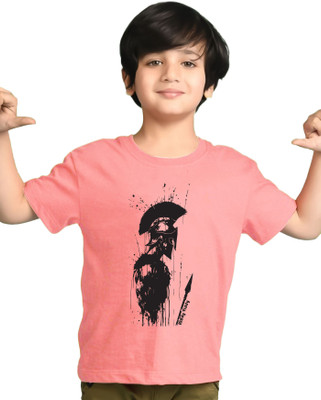 AUSK Boys Graphic Print Cotton Blend Regular T Shirt(Pink, Pack of 1)