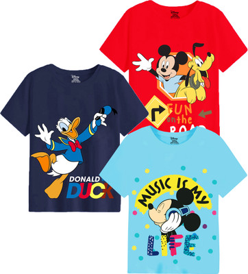 DISNEY BY MISS & CHIEF Boys Printed Cotton Blend Regular T Shirt(Multicolor, Pack of 3)