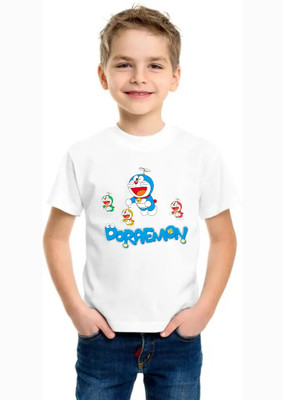 SNIFFY Boys Printed Polyester Regular T Shirt(White, Pack of 1)