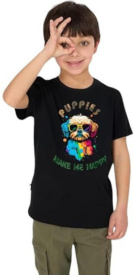 sova legacy Baby Boys & Baby Girls Graphic Print Pure Cotton Regular T Shirt(Black, Pack of 1)