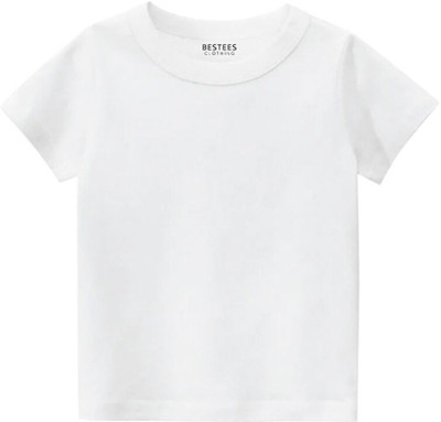 BESTEESCLOTHING Boys Solid Pure Cotton Regular T Shirt(White, Pack of 1)