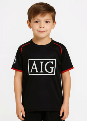 Ryze Boys & Girls Printed Polyester Regular T Shirt(Black, Pack of 1)