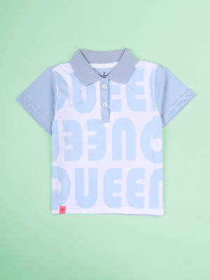 Kiddo Paanti Girls Typography Pure Cotton Regular T Shirt(Light Blue, Pack of 1)