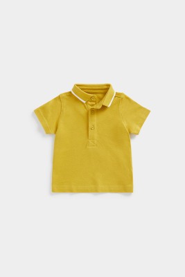Mothercare Baby Boys & Baby Girls Solid Cotton Blend T Shirt(Yellow, Pack of 1)