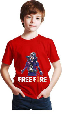 SHREE G CREATION Boys & Girls Printed Cotton Blend Regular T Shirt(Red, Pack of 1)