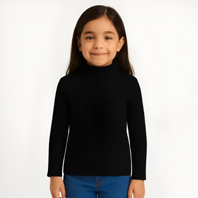 SHIVA Baby Boys & Baby Girls Solid Cotton Blend Regular T Shirt(Black, Pack of 1)