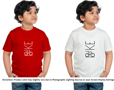 CHOMMBOOKA TRENDING Boys & Girls Printed Cotton Blend Regular T Shirt(Red, Pack of 2)