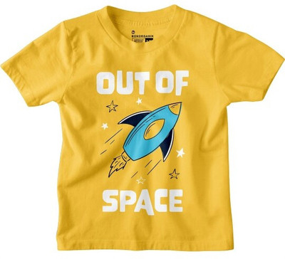 BonOrganik Boys Printed Pure Cotton Regular T Shirt(Yellow, Pack of 1)