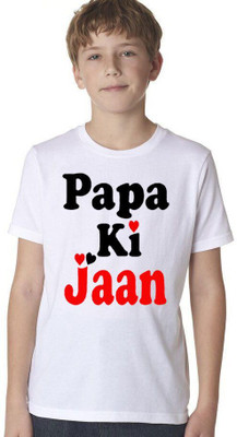 KPPRINT Boys Printed Cotton Blend Regular T Shirt(White, Pack of 1)