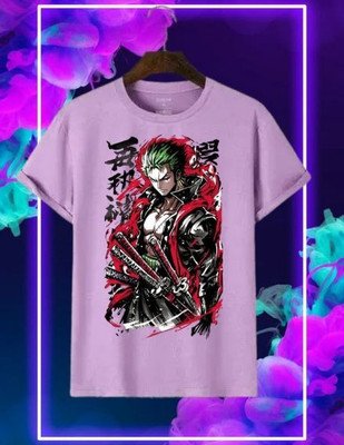 Snojh Boys & Girls Printed Cotton Blend Regular T Shirt(Purple, Pack of 1)