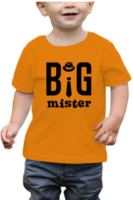 RAINBOWTEES Baby Boys Typography, Printed Pure Cotton Regular T Shirt(Yellow, Pack of 1)