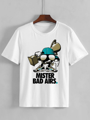 S R FASHION Boys & Girls Printed Polyester Regular T Shirt(White, Pack of 1)