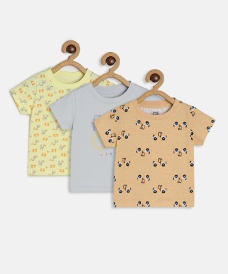 MINI KLUB Baby Boys Printed Pure Cotton Regular T Shirt(Multicolor, Pack of 3)