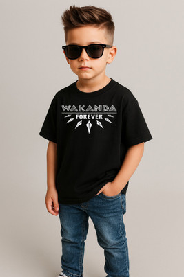 BQF Boys Printed Cotton Blend Oversized T Shirt(Black, Pack of 1)