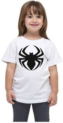 KPPRINT Boys & Girls Printed Cotton Blend Regular T Shirt(White, Pack of 1)