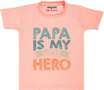 ARVESA Boys Typography, Printed Cotton Blend Regular T Shirt(Multicolor, Pack of 1)