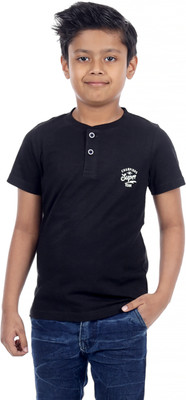3Pin Boys Solid Pure Cotton Regular T Shirt(Black, Pack of 1)