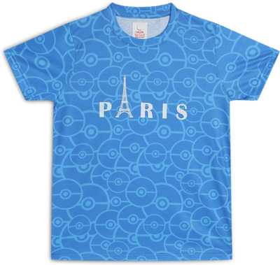 Chilins Girls Abstract Cotton Blend Regular T Shirt(Blue, Pack of 1)