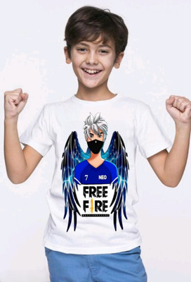 K D FASHION HUB Boys & Girls Graphic Print Polyester Regular T Shirt(White, Pack of 1)