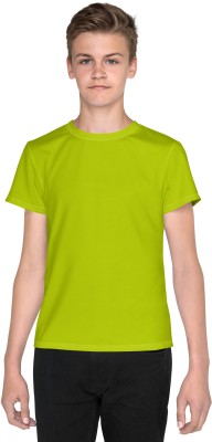 CLOTHINKHUB Boys & Girls Solid Polyester Regular T Shirt(Light Green, Pack of 1)