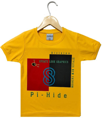 Little Funkyy Boys Typography Cotton Blend Regular T Shirt(Multicolor, Pack of 1)