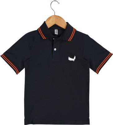 Falconers Boys & Girls Solid Cotton Blend Regular T Shirt(Dark Blue, Pack of 1)
