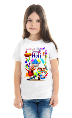 tiftiprint Boys & Girls Typography, Printed Cotton Blend Regular T Shirt(White, Pack of 1)