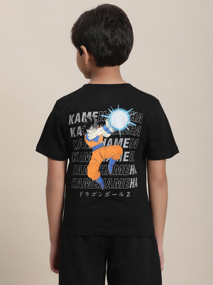 kidsville Boys Typography, Printed Cotton Blend Regular T Shirt(Black, Pack of 1)