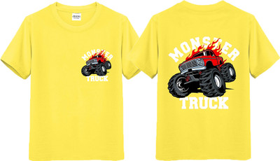 JANFA Boys Printed Pure Cotton Regular T Shirt(Yellow, Pack of 1)