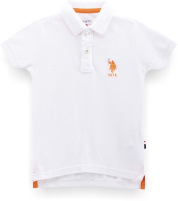 U.S. POLO ASSN. Baby Boys Solid Pure Cotton Regular T Shirt(White, Pack of 1)