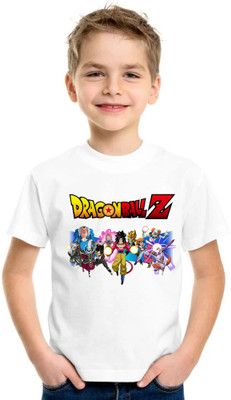 Shubham designer gallery Boys Printed Polyester Regular T Shirt(White, Pack of 1)