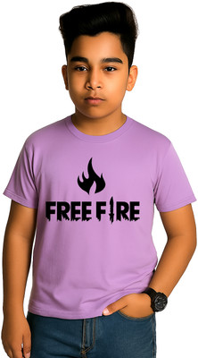 YI FASHION Boys Printed Polyester Regular T Shirt(Purple, Pack of 1)