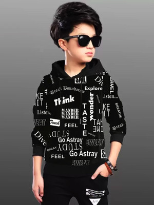 UZee Baby Boys Typography Cotton Blend Regular T Shirt(Black, Pack of 1)