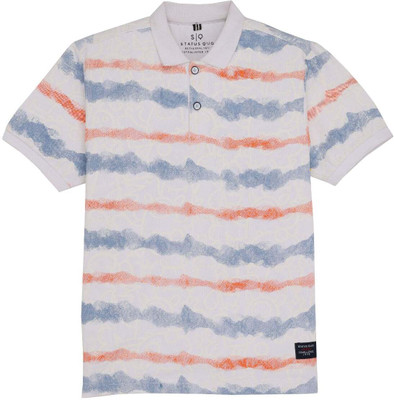 Status Quo Boys Printed Elastane, Cotton Blend Regular T Shirt(Orange, Pack of 1)